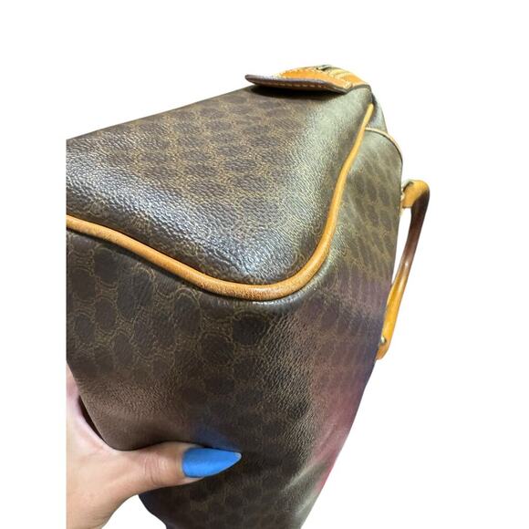 VTG Celine Macadam Boston Bag Brown Coated Canvas Leather Satchel w AUTH COA - Picture 8 of 16